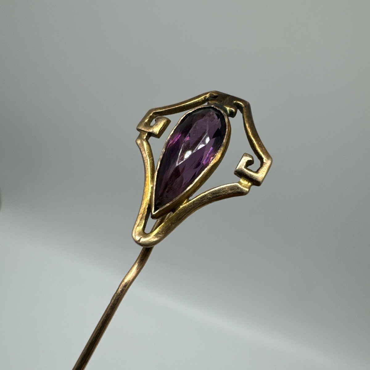 Antique Glam Victorian Hollowware Square 10k Gold Stick Pin Antique Victorian Fan Stick Pin – 14K Yellow Gold main image 2