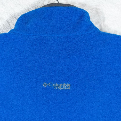 Columbia Jacket Mens Medium Blue Titanium Tech Fleece Polartec Sweater Full Zip - Picture 10 of 11