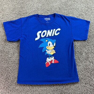 Sonic The Hedgehog Shirt Boys Extra Large Blue Sega Short Sleeve