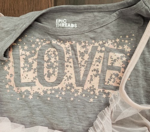 Epic Threats Mädchen Kleid Gr. XL grau & rosa opal blush Tüll "LOVE" 2-teilig - Bild 3 von 8