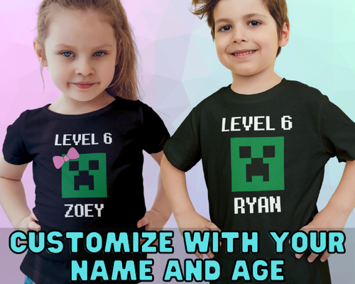Minecraft Birthday Shirt Personalized with Name and Age - Minecraft Party Shirt - Picture 1 of 8