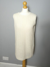 M&S Sleeveless Jumper Size M UK Cream Knitted Sweater Vest Tank Top Layering
