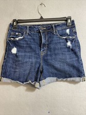 Old Navy Women's High Rise Secret Slim Pockets Cuffed Ripped Jean Shorts Size 8