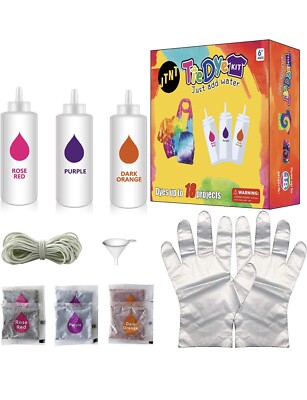 Tie-Dye Kit Multi-Color Dyes Permanent Paint 3 Colors 18 Projects Kids Color Kit