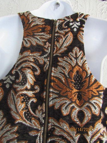 Gianni Bini nwt sz M jacquard party dress black/ copper silver embroidery - Picture 6 of 6