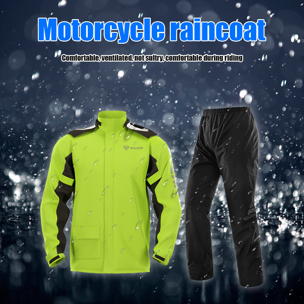 Motorcycle Rain Jacket + Rain Pants with Shoe Covers Green (L) eBay