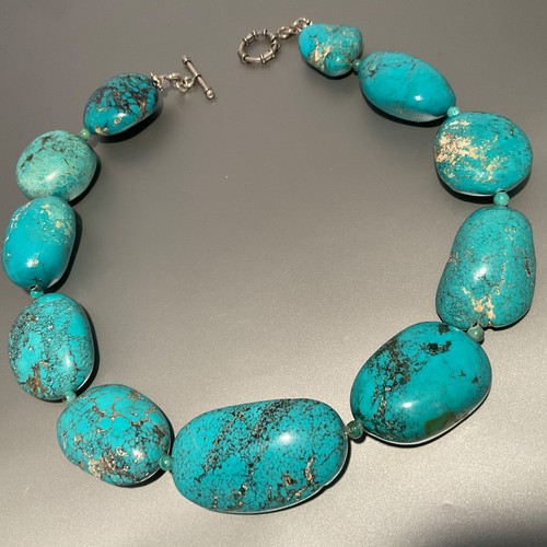 Pawn Native American XXL Turquoise Graduated Beads Necklace Silver Clasp - 16” - Picture 7 of 7