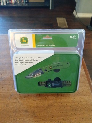 John Deere tecX Collectible Tin Gift Set 71311 Pocketknife Paracord Bracelet