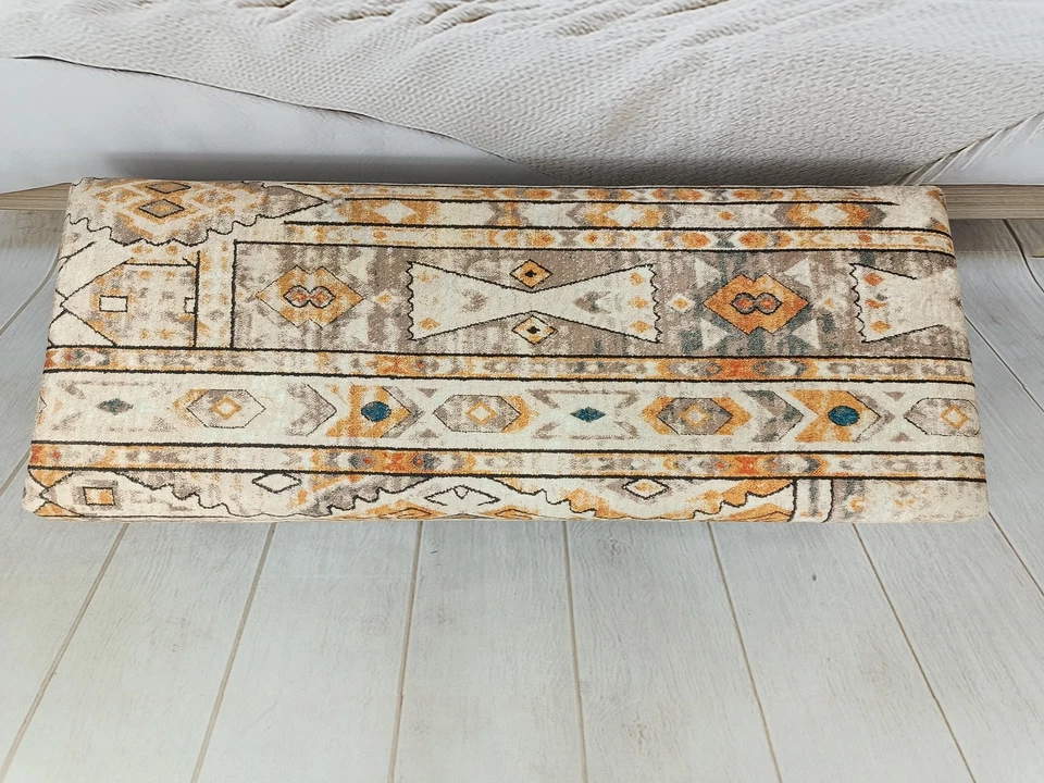 Living room chair, Turkish rug bench, Wood work bench, Handmade sitting bench - Image 3 of 4