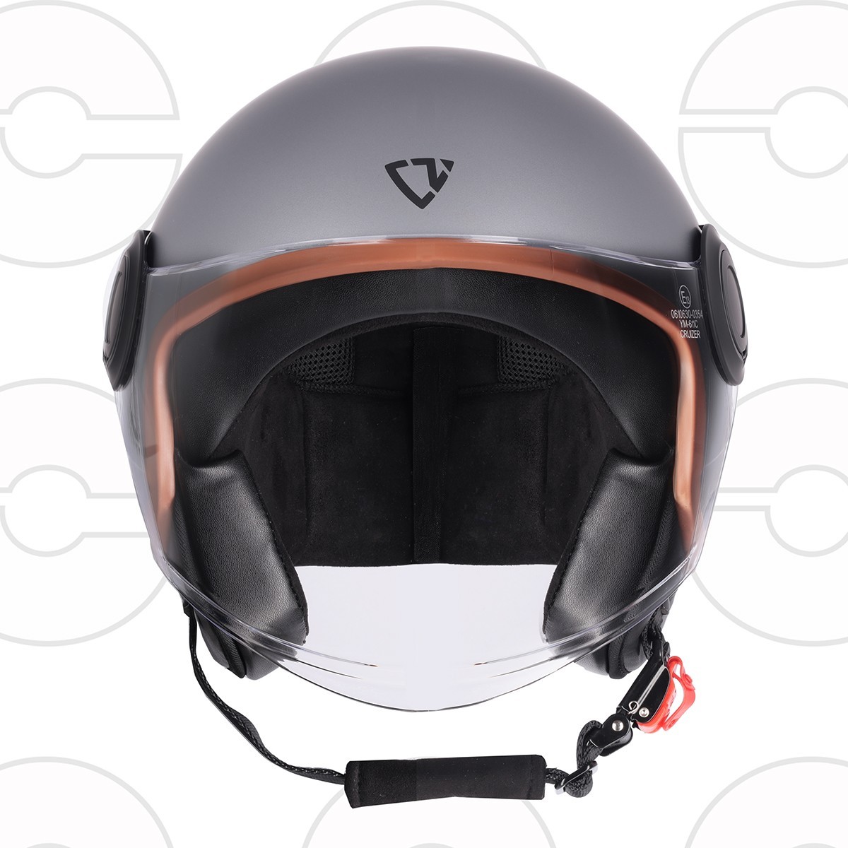 CRUIZER Casco moto scooter jet GRIGIO Opaco Marrone omologato visiera singola foto 3