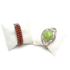 Navajo Signed Sterling Red Coral Gaspeite Cuff Bracelets Lot of 2 #S5582-3 — photo 1