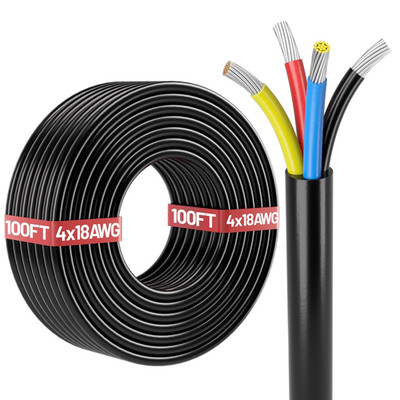100FT 18 AWG 4 Conductor Wire Tinned Copper PVC Cable 18/4 12V