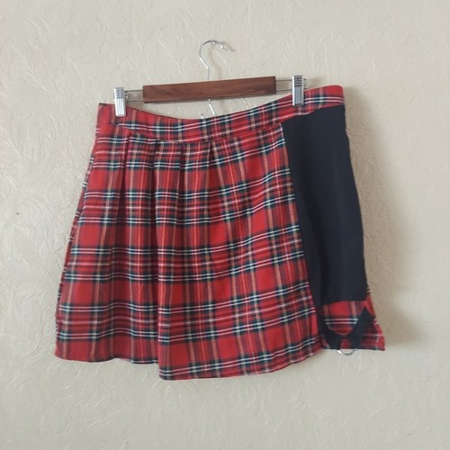 Shein rot karierter Plissee-Minirock mit Hardware-Detail Gr. 0XL