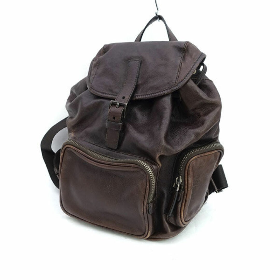 Prada Backpack Triangle Logo Leather Brown Women'… - image 1