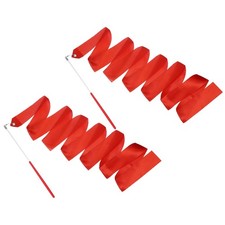 2 Pcs Dance Ribbons 78.7" Gymnastics Ribbon Streamers Red Wand, Red