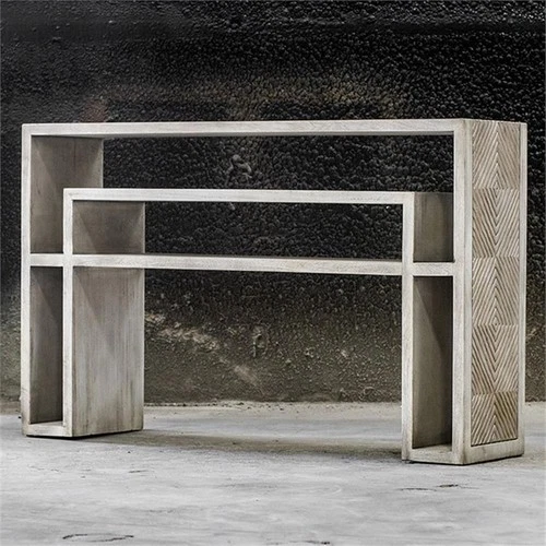 Uttermost Genara Wood Accent Console Table in Bone White and Oatmeal - Picture 5 of 7