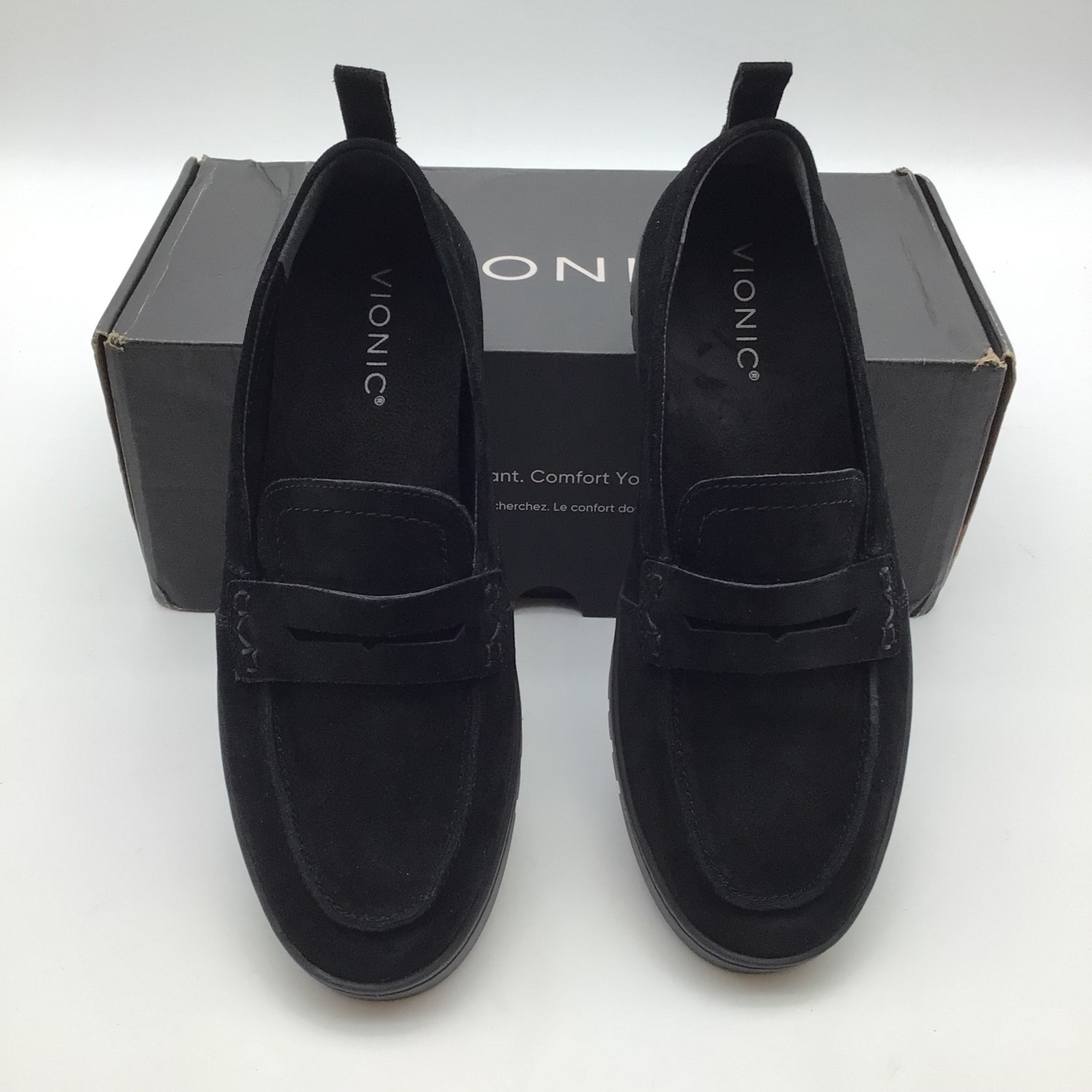 Vionic Uptown Black Suede Loafer Comfort Shoes Womens Size 9 W - New