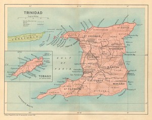 TRINIDAD. Vintage map. West Indies. Caribbean 1935 old vintage plan chart
