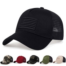 Army Green/Black American Flag Hat - Tactical Snap Back Trucker Baseball Cap USA