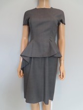 Christian Dior Gray Pleated Asymmetrical Ruffle Cap Sleeve Dress F 38/US 6