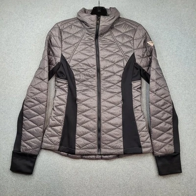 Chaqueta Guess Puffer Mujer Pequeña Gris Acolchada Cremallera Ropa Activa - Imagen 1 de 4