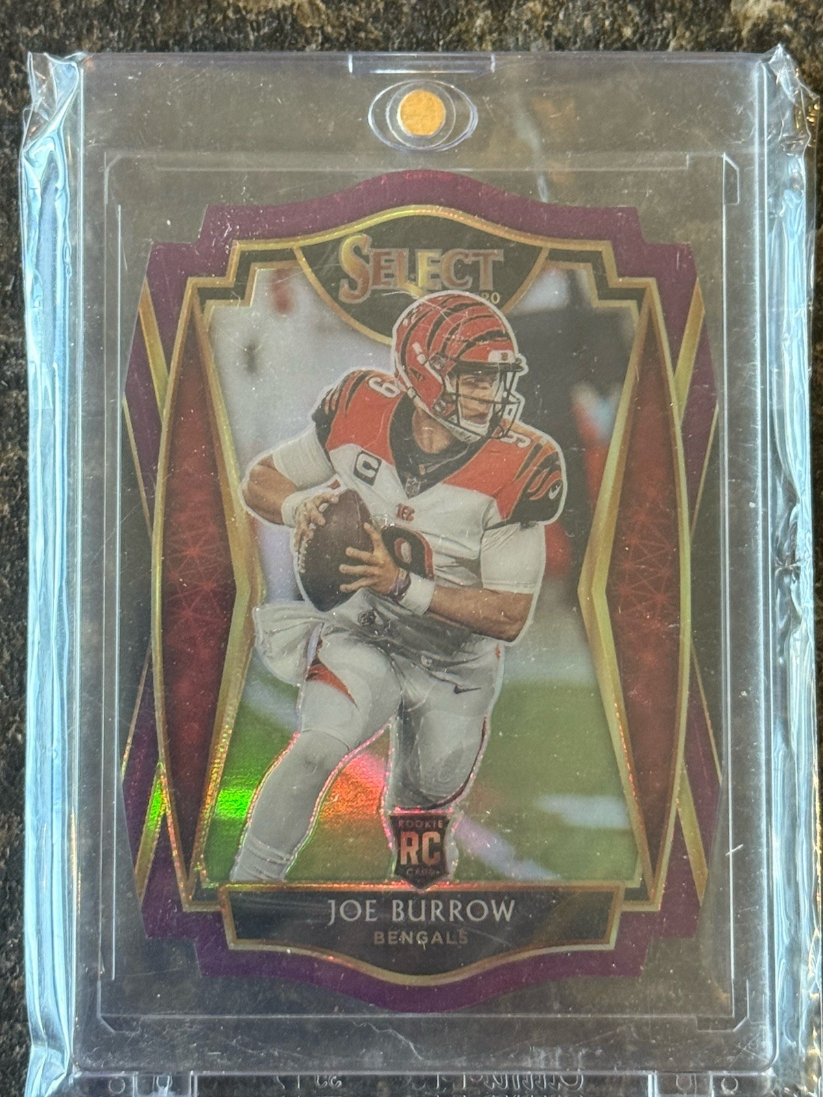 2020 Panini Select Premier Level Joe Burrow Purple Prizm Holo Die Cut Rookie
