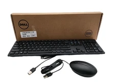 Dell KB216-BK-US Wired Keyboard and HP Mouse L96910-001 Black Lot Tested Works