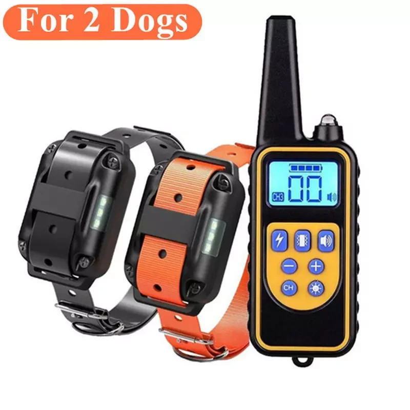 Collare Elettrico Cani 800M Telecomando Lcd Impermeabile Scossa Addestramento - Miniatura 2