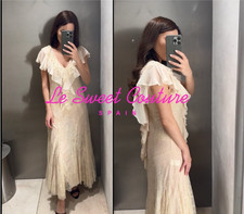 ZARA WOMAN NWT SALE! ZW COLLECTION LACE FRILL DRESS ECRU 2892/832/712