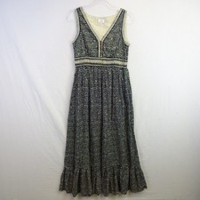 Anokhi for East Dress Size 10 Black Polka Dot Cotton Hippy Boho Ethnic Summer