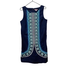 Lilly Pulitzer Stephanie Shift Dress Blue Embroidery Preppy Sz 8