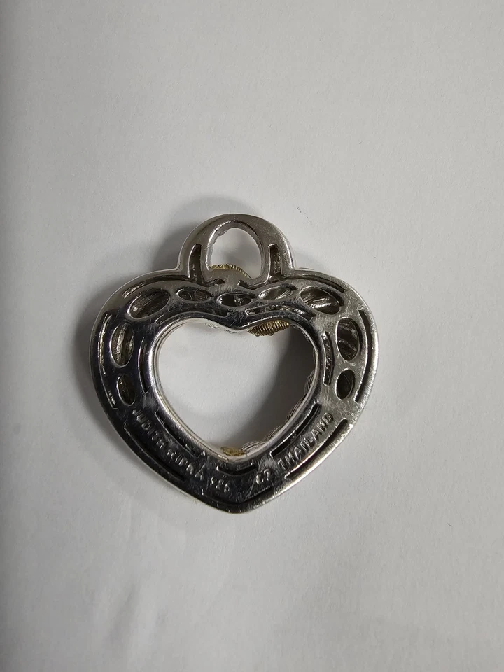 Judith Ripka Sterling Silver 925 Open Heart Pendant 1.5" Long 17grams — 第 3/4 张图片