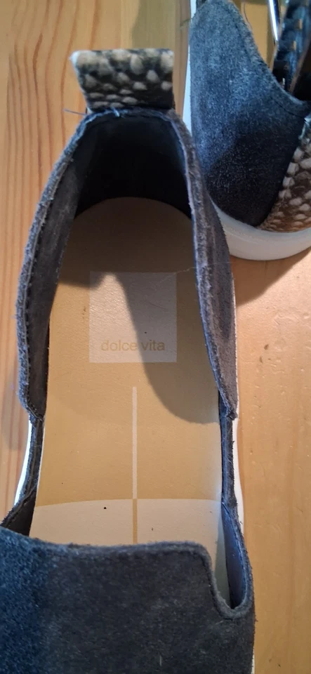 Dolce Vita Mujer Skyla Tenis Sin Cordones D'Orsay Gris Gamuza Talla 6M Cebada Usadas! Foto 4 de 4