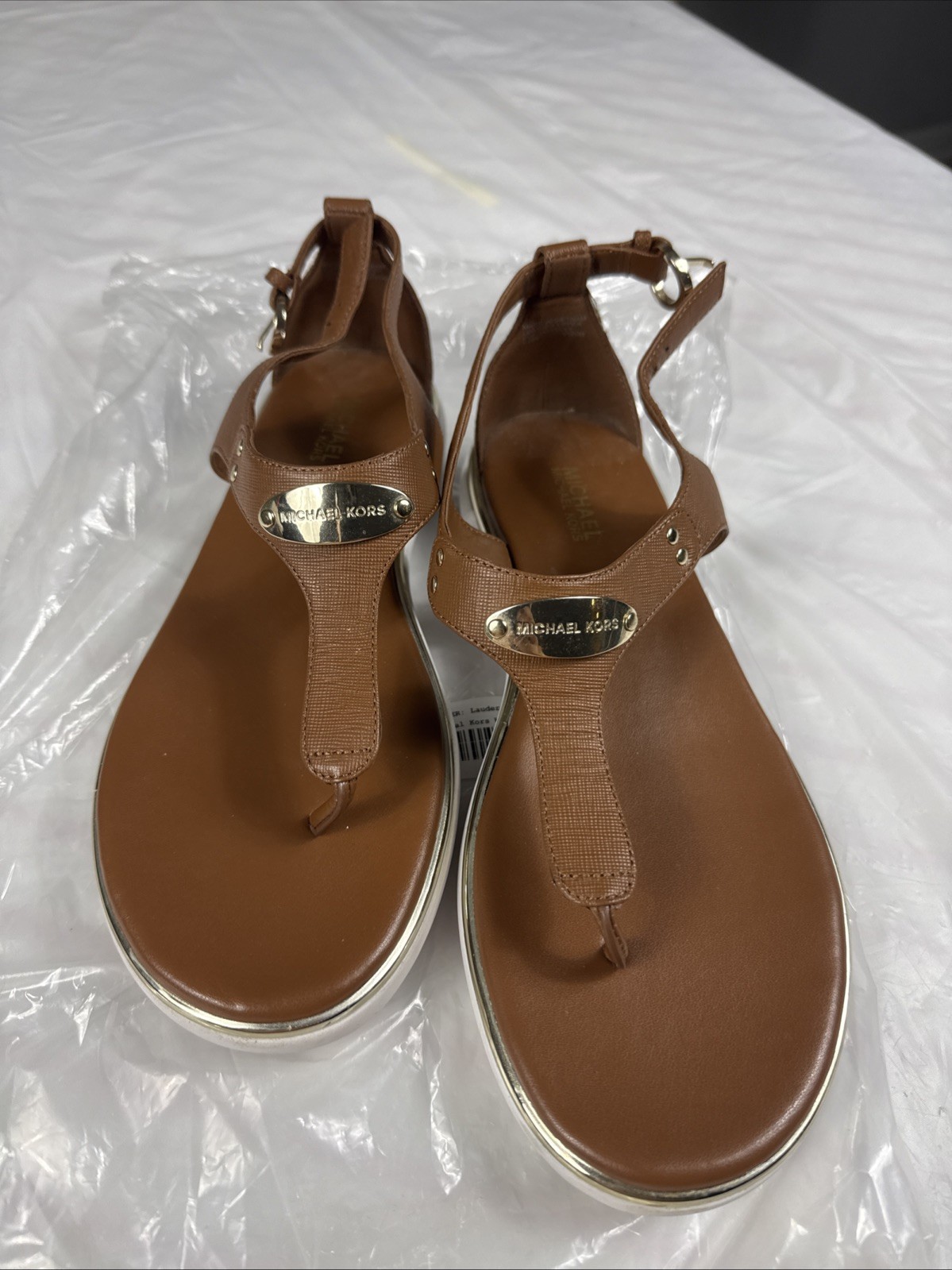 Michael Kors Women’s Jilly Flat Sandals Luggage 8.5 M