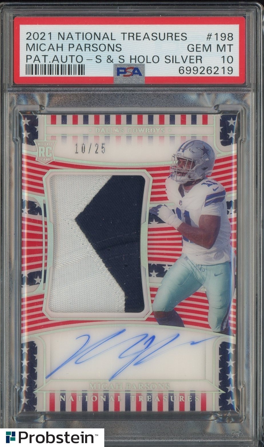 2021 National Treasures S & S Micah Parsons RPA RC Patch AUTO /25 PSA 10