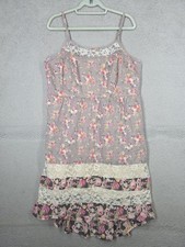 Floral Print Tiered Dress Size 1X Lace Trim American Rag Hi Low Sundress