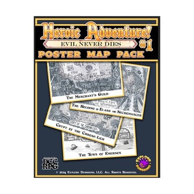 Explore Dungeons RPG Books Evil Never Dies Poster Map Pack Bag New