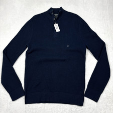 NWT Express 1/4 Zip T Snap Sweater Mens M Navy Blue Mock Neck Knit MSRP 80