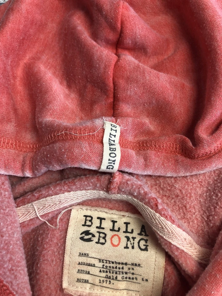 Sudadera con Capucha Billabong Para Mujer Mediana Roja Onda Logo Pullover Surf Patinador Playa Bolsillo Foto 4 de 4