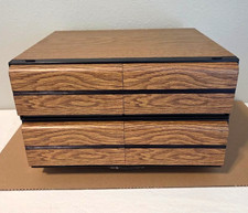 2x VHS Tape Holder 2 Drawer Cabinet Storage Cases Stackable Faux Wood Holds 36