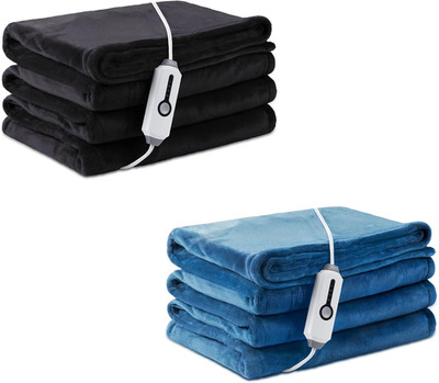 Cozy Electric Heated Blanket - Full & Twin Size in Dark Grey & Lake Blue