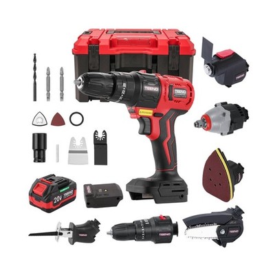 Cordless Combo Kit 20V, 8-in-1 Cordless Multi-tool with Case, Drill, Recip sa...