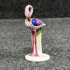 Herend Hungary Flamingo Pink Fishnet Porcelain Figurine VHP 15523 Handpainted