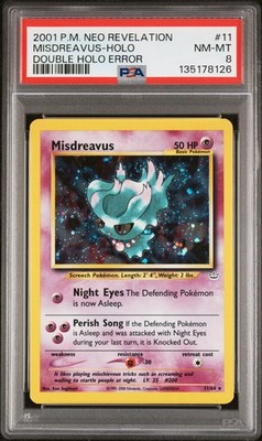 Pokemon Misdreavus 11/64 - PSA 8 NM MT - Neo Revelation *DOUBLE HOLO ERROR*