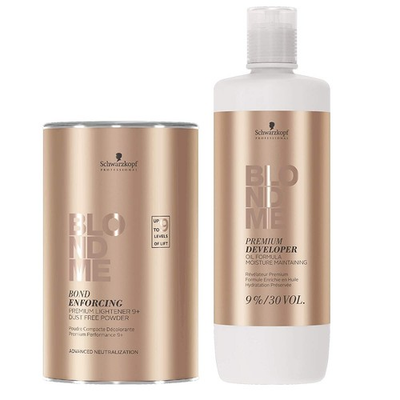 #ad #ad Schwarzkopf DUO BLONDME Lightener 9 Bleach and Developer 9% 33.8 oz SET $41.82