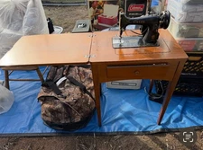 Vintage 1950s Singer Sewing Machine Cabinet Desk Table