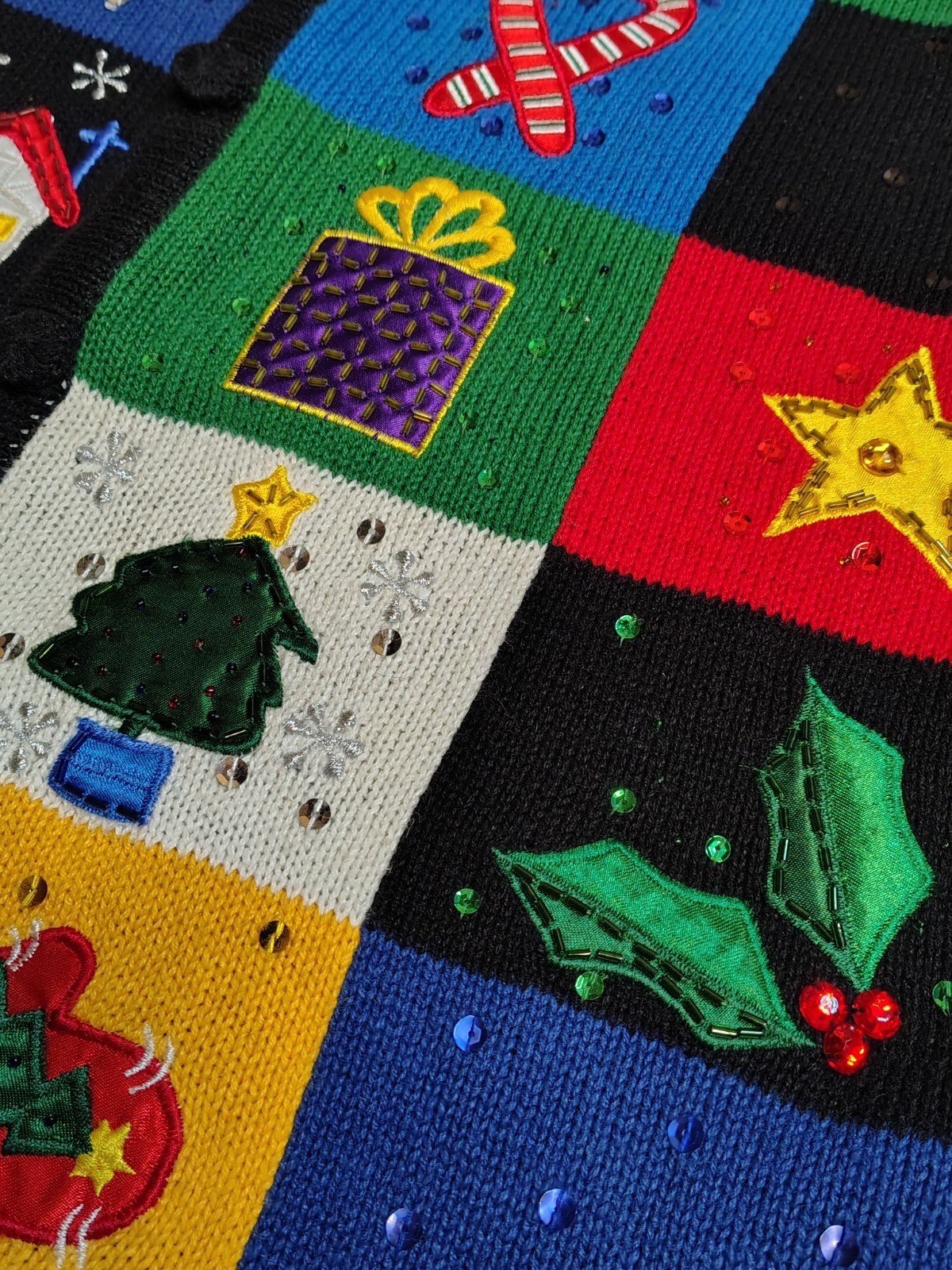 Basic Editions Holiday Patchwork Ugly Christmas S… - image 7