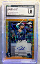 2025 Topps Chrome Rookie Auto Tyler Locklear GOLD Wave Refrac /50 CGC 10 AUTO 10