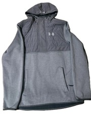 Under Armour Gray ColdGear Hooded Jacket Pockets Mens Small 29x21
