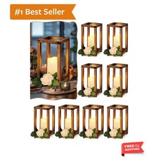 16 Pcs Wooden Wedding Lantern Centerpiece Includes 8 Rustic Wooden Lantern Ce...